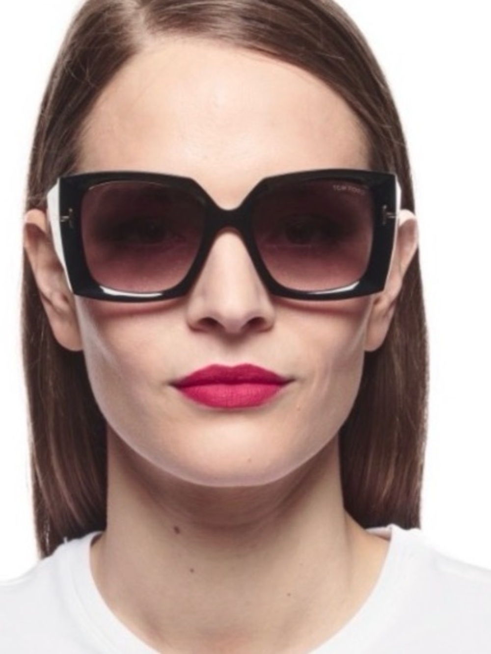 Tom Ford Jaquetta Black Square Oversized Sunglasses with Gold 'T' Accents - Picture 5 of 5